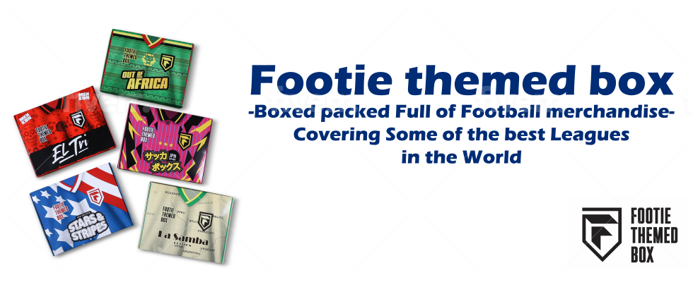 Footie Themed box, football shirts from around the world, 